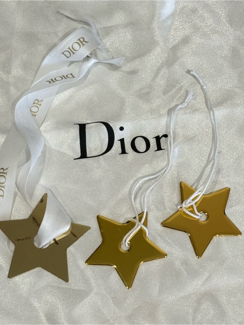 Dior Gold Star Charm Set with White Cord